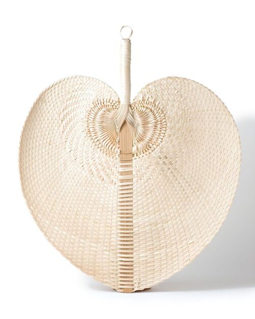 Abanico de ratán natural 100% Karakelong para decoración, tejido a mano 50 cm x 45 cm, acabado blanco o natural de Indonesia