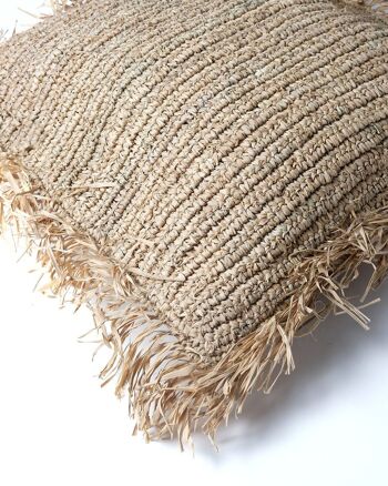 Housse de coussin, oreiller décoratif en raphia naturel Kai Besa, tissé main avec des fibres naturelles, finition naturelle, 60 cm x 60 cm, origine indonésienne 2