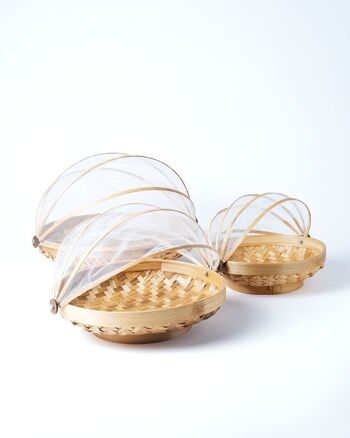 Boîte à pain en bambou naturel avec store rond en maille Magelang, faite à la main avec finition naturelle, fabriquée en Indonésie 3