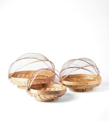 Boîte à pain en bambou naturel avec store rond en maille Magelang, faite à la main avec finition naturelle, fabriquée en Indonésie 6