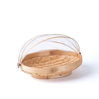 Brotkasten aus natürlichem Bambus mit ovaler Ambon-Netzjalousie, handgefertigt mit natürlichem Finish, erhältlich in 3 Größen, hergestellt in Indonesien