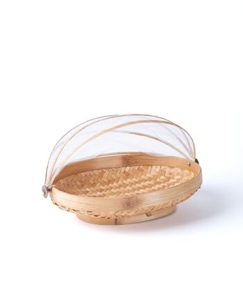 Boîte à pain en bambou naturel avec store ovale en maille Ambon, faite à la main avec finition naturelle, disponible en 3 tailles, fabriquée en Indonésie 1