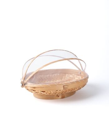 Boîte à pain en bambou naturel avec store ovale en maille Ambon, faite à la main avec finition naturelle, disponible en 3 tailles, fabriquée en Indonésie 2