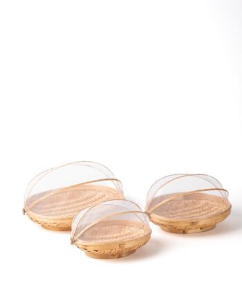 Boîte à pain en bambou naturel avec store ovale en maille Ambon, faite à la main avec finition naturelle, disponible en 3 tailles, fabriquée en Indonésie 3