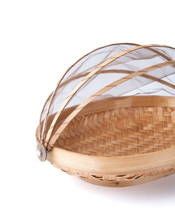 Boîte à pain en bambou naturel avec store ovale en maille Ambon, faite à la main avec finition naturelle, disponible en 3 tailles, fabriquée en Indonésie 5