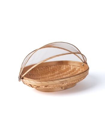 Boîte à pain en bambou naturel avec store ovale en maille Ambon, faite à la main avec finition naturelle, disponible en 3 tailles, fabriquée en Indonésie 7