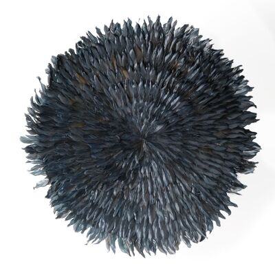 Adorno de plumas Timor, decorativo, redondo, hecho a mano, 50 cm de diámetro, acabado negro o blanco, origen Indonesia.