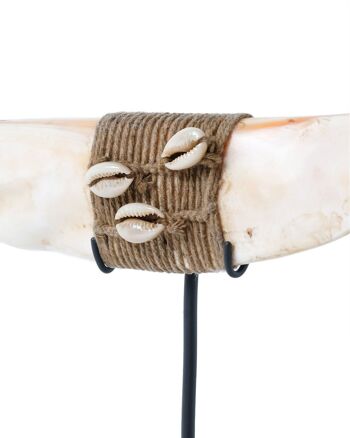 Ornement Rupat, os de buffle décoratif, fait main, 36 cm x 20, avec socle, origine Indonésie 2