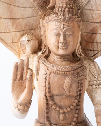 Statue en bois naturel de Bouddha saman 40 cm décorative, sculptée à la main par des artisans en une seule pièce, différents mudras, Fabriquée en Indonésie 3