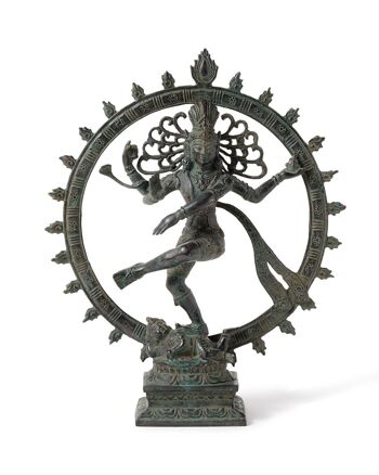 Statue décorative Shiva dansante 100 % bronze, hauteur 34 cm, finition dorée terne ou brillante, faite à la main par des artisans, fabriquée en Indonésie 1