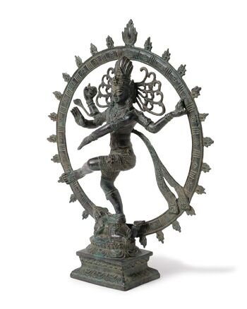 Statue décorative Shiva dansante 100 % bronze, hauteur 34 cm, finition dorée terne ou brillante, faite à la main par des artisans, fabriquée en Indonésie 2