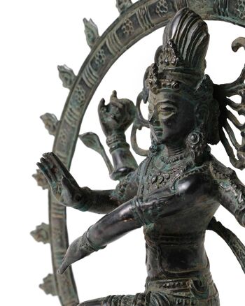 Statue décorative Shiva dansante 100 % bronze, hauteur 34 cm, finition dorée terne ou brillante, faite à la main par des artisans, fabriquée en Indonésie 3