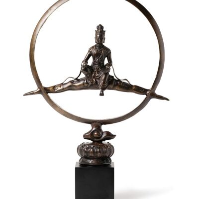 Massive Bronze-Buddha-Bhumi-Sparsa-Statue, handgefertigt, Höhe 56 cm x Breite 40 cm, hergestellt in Indonesien