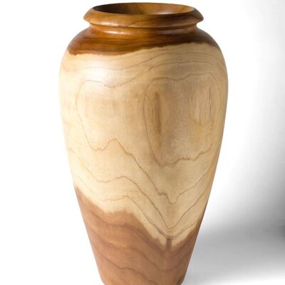 Decorative natural samàn Kayoa wood vase, handmade in the shape of a centerboard and natural finish, 2 different sizes, made in Indonesia