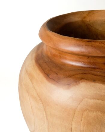 Vase décoratif en bois naturel samàn Kayoa, fait main en forme de dérive et finition naturelle, 2 tailles différentes, fabriqué en Indonésie 3