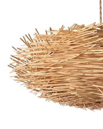 Lampe à suspension en forme de nid en rotin naturel Soka, faite à la main avec finition naturelle, hauteur 35 cm diamètre 70 cm, origine Indonésie 2