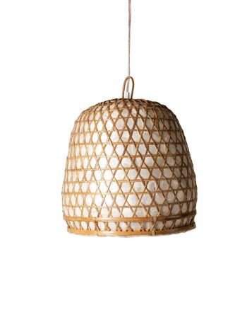 Suspension Nganjuk en bambou naturel et nacre, fabriquée à la main avec finition naturelle, hauteur 115 cm diamètre 58 cm, origine Indonésie 2