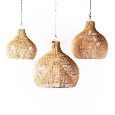 Rosella natural rattan ceiling pendant lamp, handmade with natural finish, available in 3 different sizes, Indonesian origin