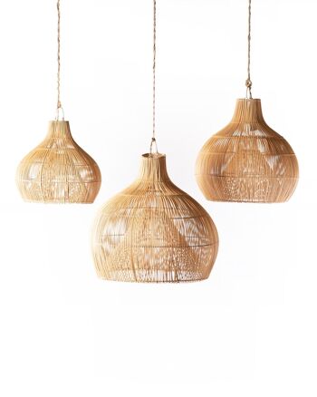 Lampe à suspension en rotin naturel Rosella, faite à la main avec finition naturelle, disponible en 3 tailles différentes, origine indonésienne 1