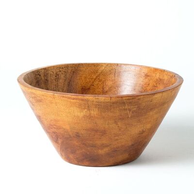 Bandowoso Natural Teak Solid Wood Bowl, Conical Shape, Natural Finish, Handmade, 2 Measurements, Made in Indonesia
