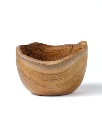 Weta Bol irrégulier en bois massif de teck 100 % naturel, finition naturelle, fait à la main, diamètre 14 cm, fabriqué en Indonésie 1