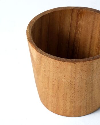 Gobelet conique en bois de teck naturel Bondo, disponible en version courte et longue, fait à la main avec finition naturelle, fabriqué en Indonésie 5