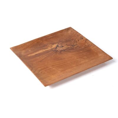 Sangirde teak wood plate made in Indonesia, height 2 cm, length 25 cm, depth 25 cm.