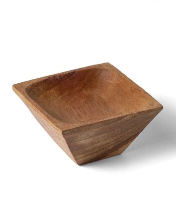Assiette à tremper Nunukan en bois de teck, fabriquée à la main en Indonésie par des artisans, hauteur 2,5 cm longueur 6 cm profondeur 5 cm. 1