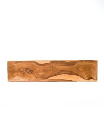 Assiette de service en bois de teck Dubai R, fabriquée en Indonésie par des artisans, hauteur 2 cm longueur 45 cm profondeur 10 cm. 1