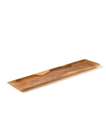 Assiette de service en bois de teck Dubai R, fabriquée en Indonésie par des artisans, hauteur 2 cm longueur 45 cm profondeur 10 cm. 4