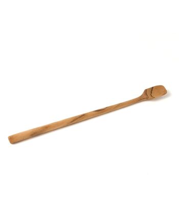 Mojo Longue cuillère en bois de teck naturel pour boisson ou boisson, faite à la main, longueur 20 cm largeur 1,5 cm, origine indonésienne