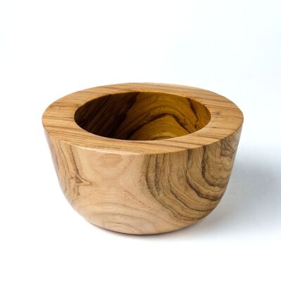 Klaten Natural Teak Solid Wood Bowl, Round, Natural Finish, Handmade, 15cm Diameter, Made in Indonesia