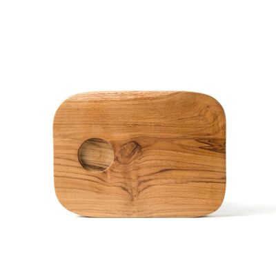 Teak wood serving board, height 2 cm length 20 cm depth 15 cm, Gresik cup holder