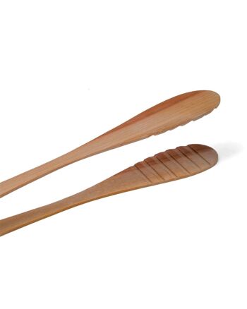 Pince de cuisine en bois naturel Damar sawo, faite à la main, hauteur 6 cm longueur 28 cm, fabriquée en Indonésie 4