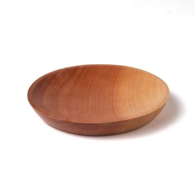 Round serving plate made of Sawo Nais wood, handmade by Indonesian artisans, height 1 cm Ø 10 cm