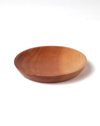 Assiette de service ronde en bois Sawo Nais, fabriquée à la main par des artisans indonésiens, hauteur 1 cm Ø 10 cm 1