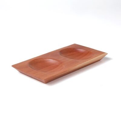Plato para servir de madera de sawo Roti, hecho a en Indonesia por artesanos, altura 1 cm largo 14 cm profundidad 7,5 cm.