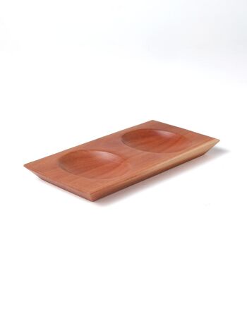 Assiette de service en bois Sawo Roti, fabriquée en Indonésie par des artisans, hauteur 1 cm longueur 14 cm profondeur 7,5 cm. 1