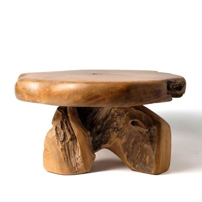 Table d'appoint en bois de teck naturel Kei Islands, faite à la main avec finition naturelle, longueur 55 cm largeur 40 cm hauteur 22 cm, origine indonésienne