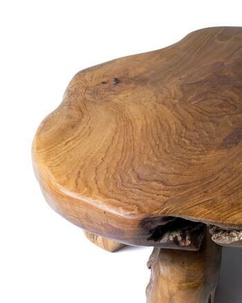 Table d'appoint en bois de teck naturel Kei Islands, faite à la main avec finition naturelle, longueur 55 cm largeur 40 cm hauteur 22 cm, origine indonésienne 3