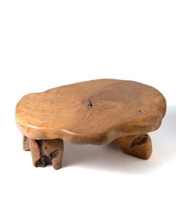 Table d'appoint en bois de teck naturel Kei Islands, faite à la main avec finition naturelle, longueur 55 cm largeur 40 cm hauteur 22 cm, origine indonésienne 4