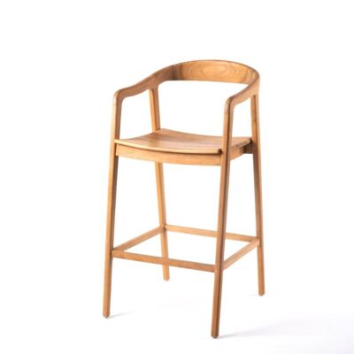 Solid teak star stool, handmade with backrest and armrests, origin Indonesia