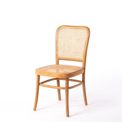 Ternate teak wood and rattan dining chair, height 88 cm, length 38 cm, depth 48 cm, from Indonesia