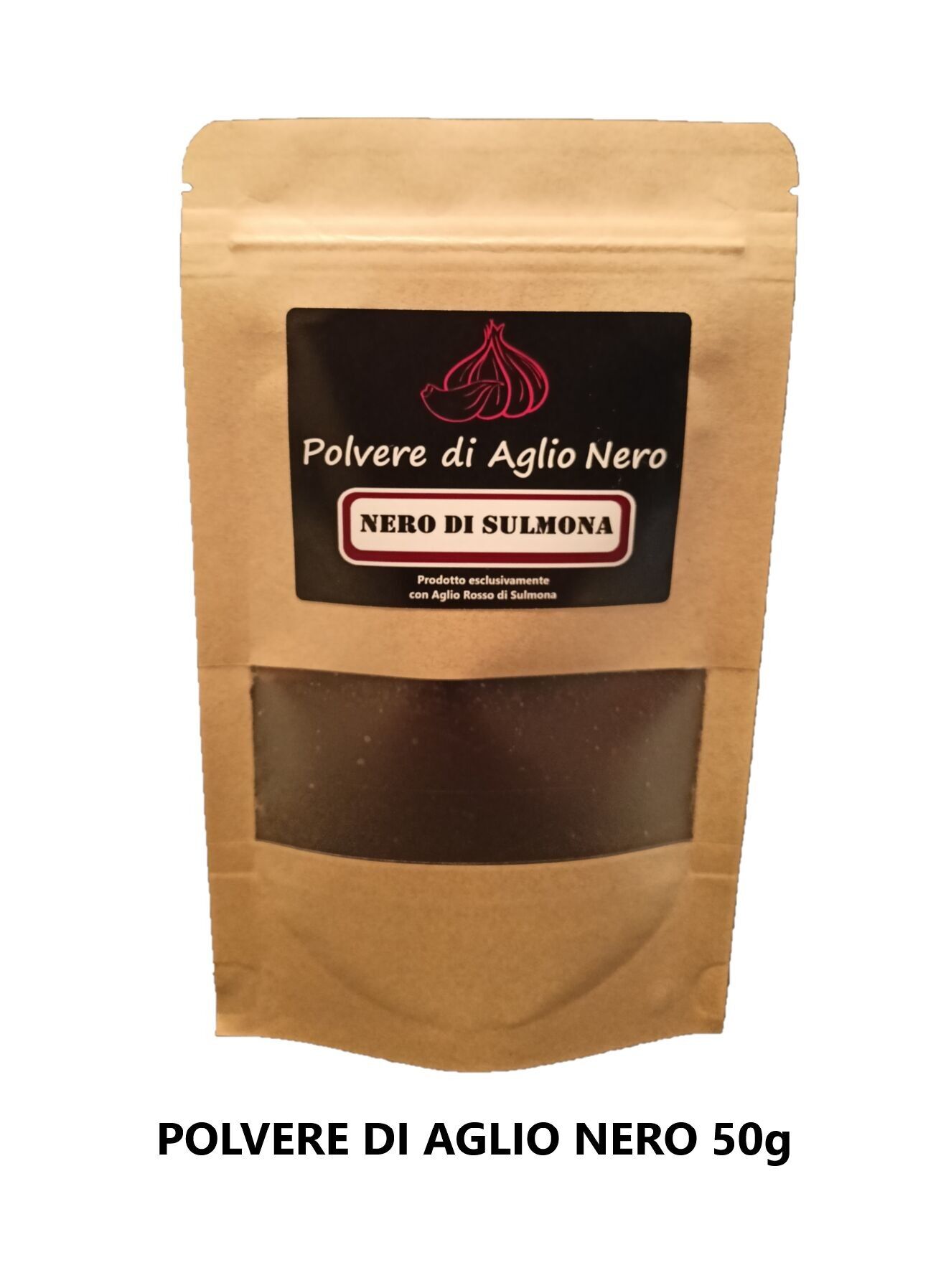 Aglio Nero in Polvere prodotto con il pregiato Aglio Rosso di Sulmona - Abruzzo - Italia