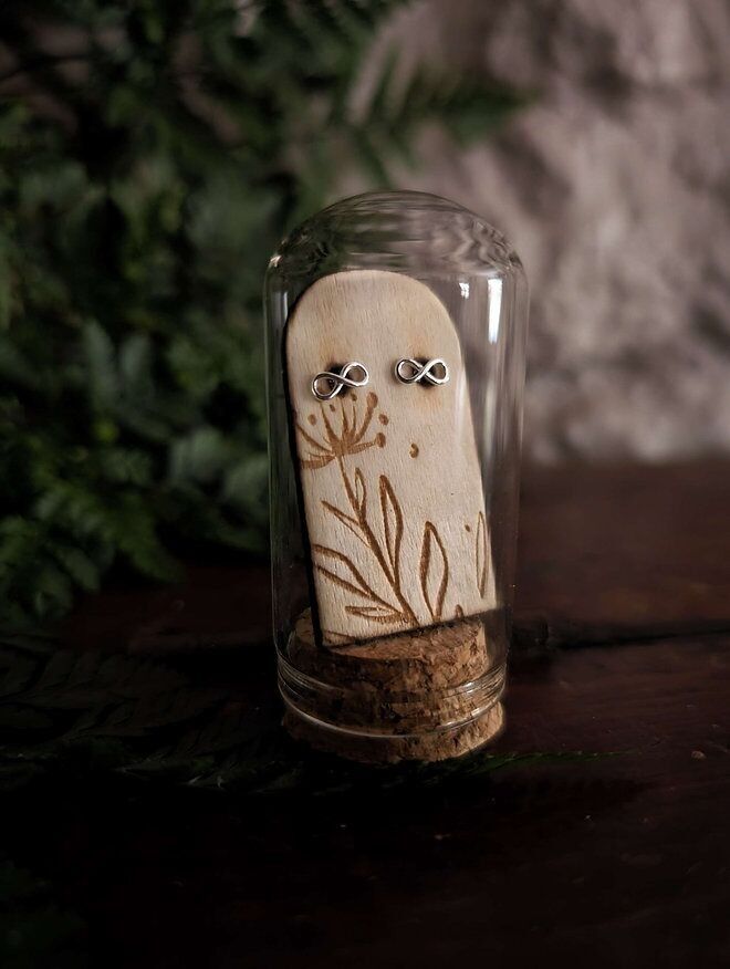 Borchie in argento sterling eternità in tubo di terrario di vetro