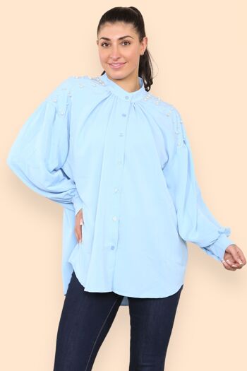 Blouse en mousseline cloutée de perles 5