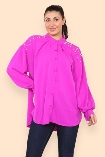 Blouse en mousseline cloutée de perles 14