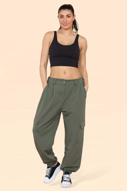 Tailored Combat Cargo Trousers with Elasticated Back Waist