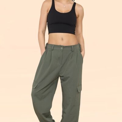 Tailored Combat Cargo Trousers with Elasticated Back Waist