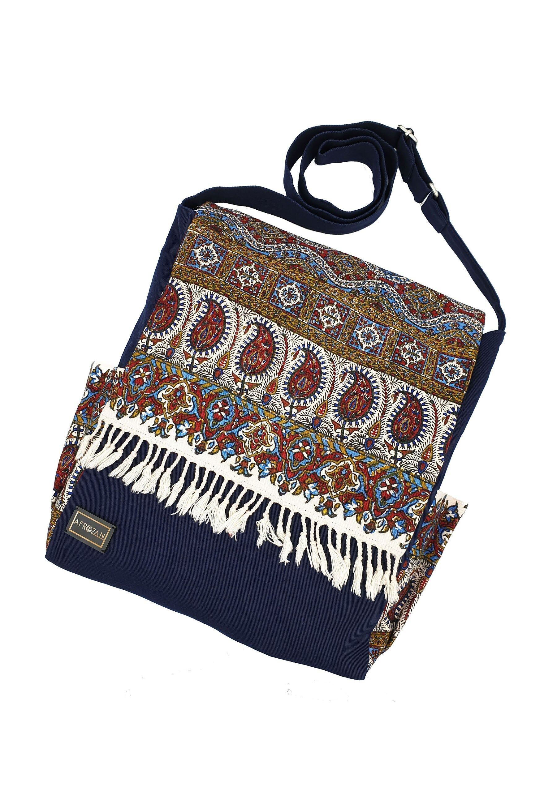 Borsa a tracolla in tessuto - Misura grande nel colore Navy